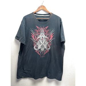 Y2K Marc Ecko Shirt Cut & Sew Tiger Graphic Black Red Faded Tee 2XL